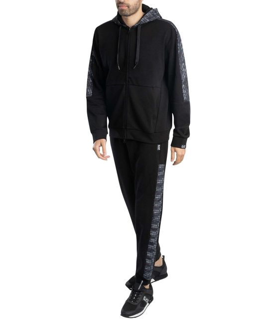 EA7 Black Logo Monogram Joggers for men