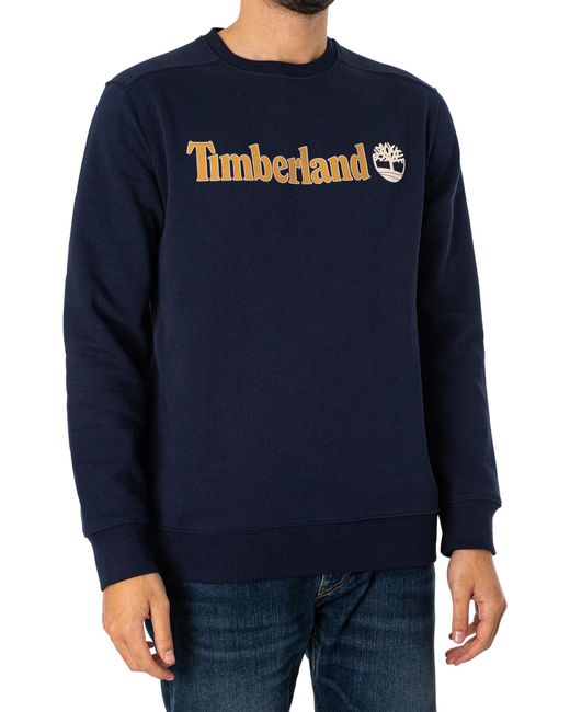 Timberland Blue Linear Logo Sweatshirt for men