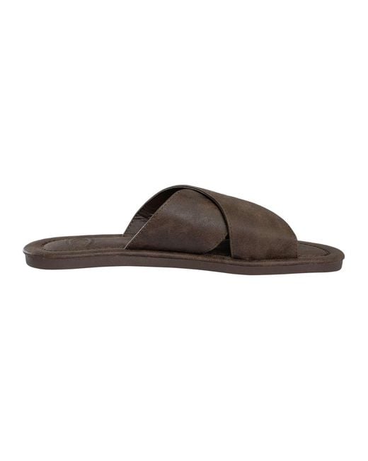 Superdry Brown Vintage Cross Strap Sliders for men