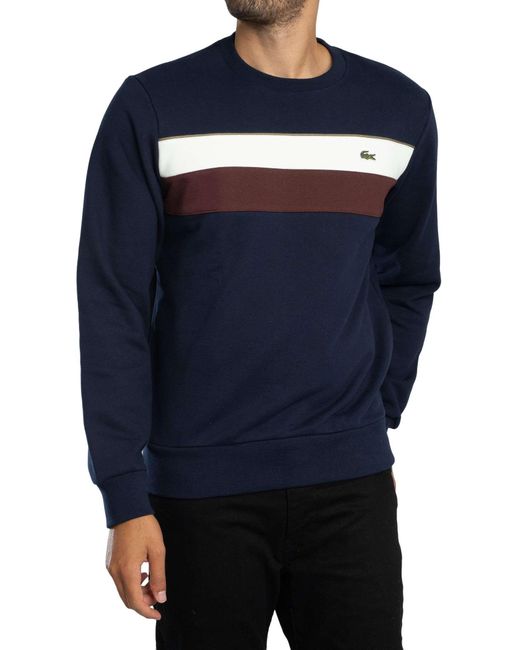 Lacoste Blue Colour Block Fleece Sweatshirt for men