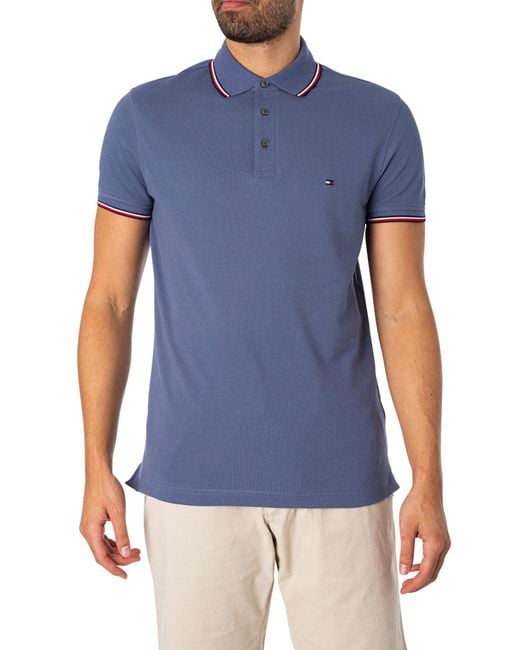 Tommy Hilfiger Blue 1985 Tipped Slim Polo Shirt for men