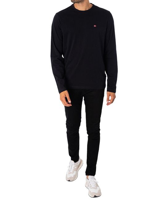 Napapijri Blue Salis Logo Longsleeved T-shirt for men