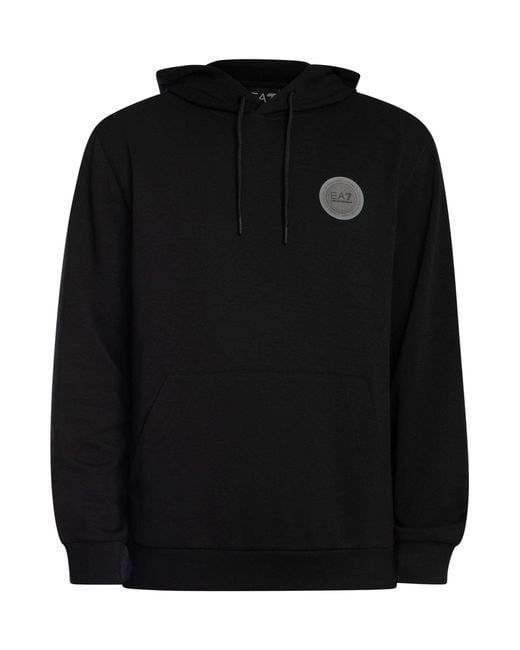 EA7 Black Logo Patch Pullover Hoodie for men
