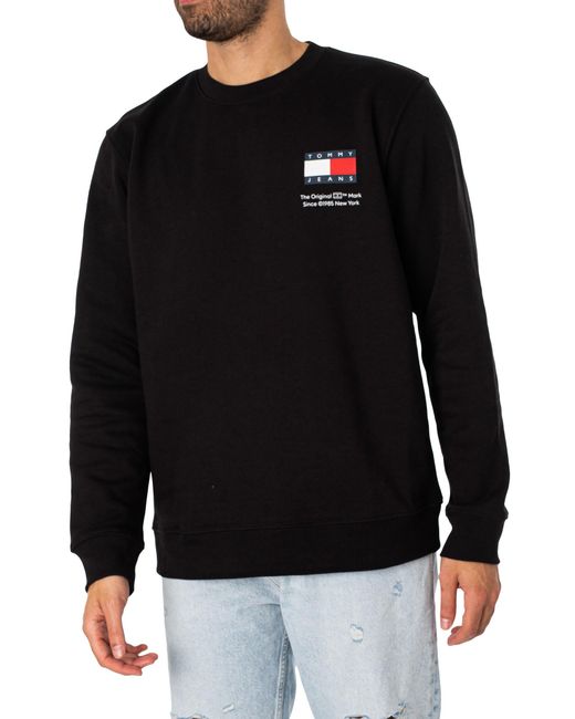 Tommy Hilfiger Black Regular Essential Flag Sweatshirt for men
