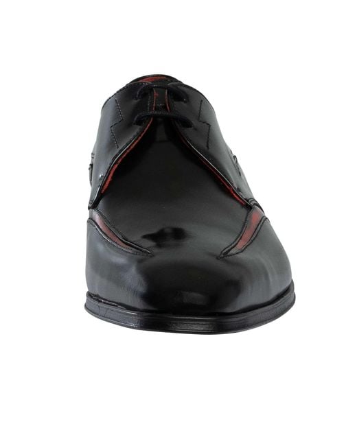Jeffery West Black Derby Leather Shoes for men