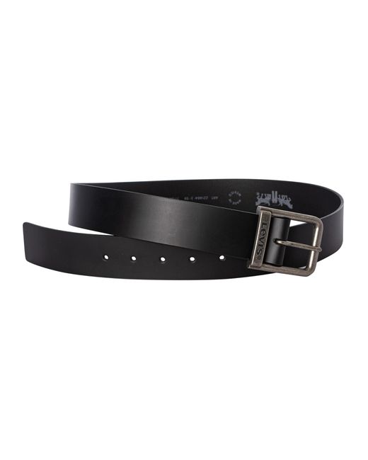 Levi's Black Metal Logo Leather Belt for men