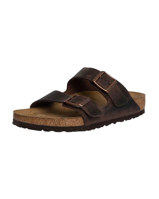 Birkenstock Brown Arizona Natural Leather Oiled Sandals for men