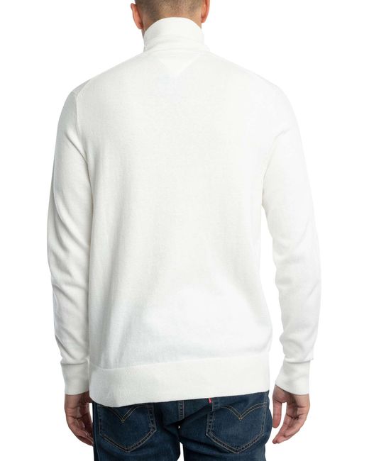 Tommy Hilfiger White Pima Organic Roll Neck Knit for men