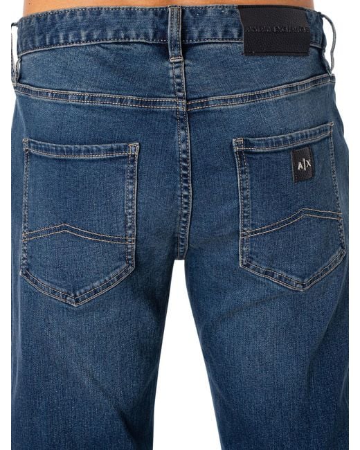 Armani Exchange Blue Slim 5 Pocket Jeans for men