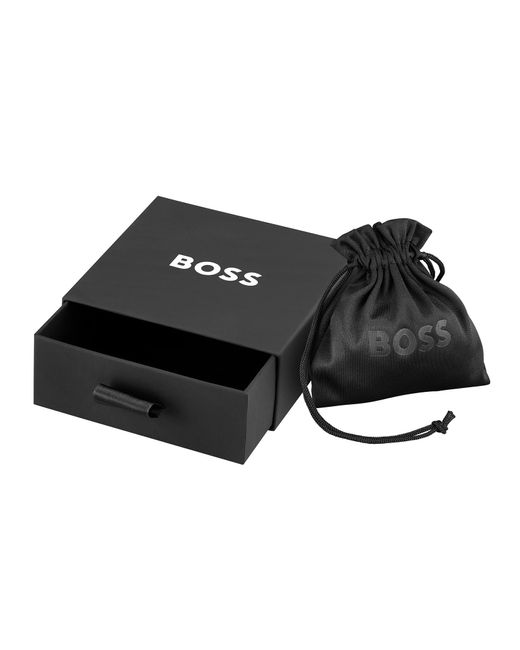 Boss Black Seal Braided Leather Bracelet for men