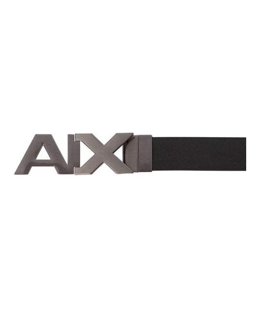 Armani Exchange Black Ax Plate Buckle Belt for men
