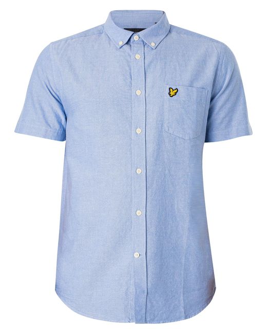 Lyle & Scott Blue Short Sleeved Oxford Shirt for men