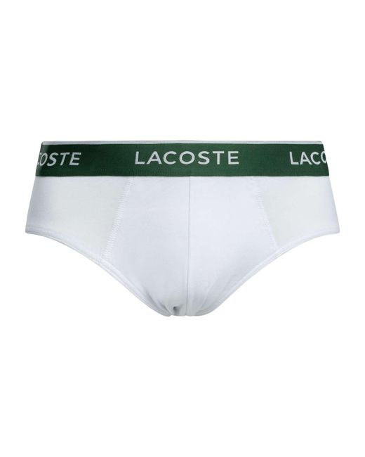 Lacoste White 3 Pack Cotton Stretch Briefs for men