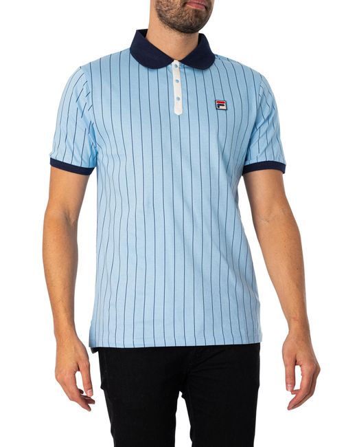 Fila Blue Classic Vintage Striped Polo Shirt for men