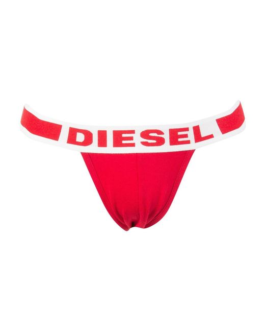 DIESEL Red Large Logo Jockstrap for men
