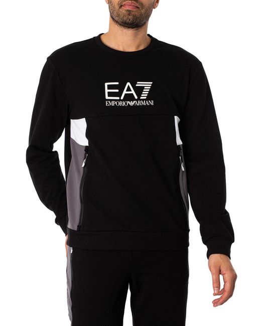 EA7 Black Logo Graphic Sweatshirt for men