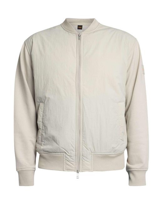 Boss White Ze Smartcore Bomber Jacket for men