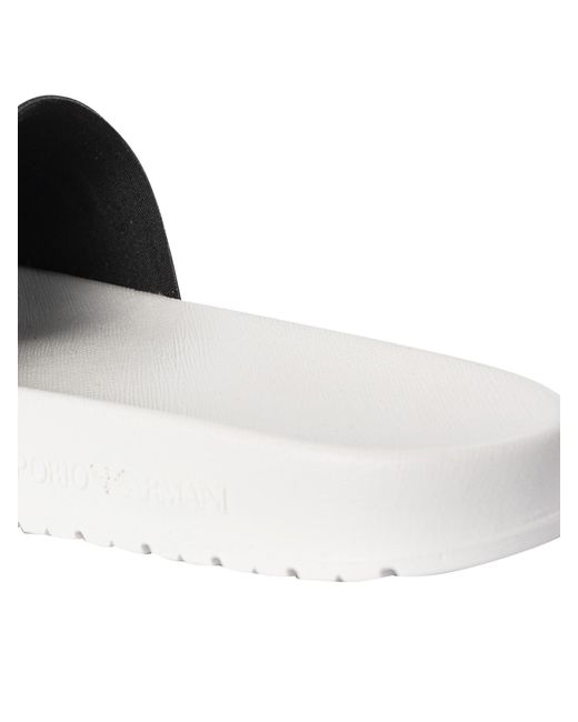 Emporio Armani White Logo Sliders for men