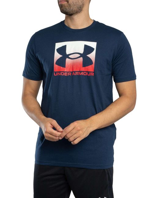 Under Armour Blue Loose Boxed Sports Graphic T-shirt for men