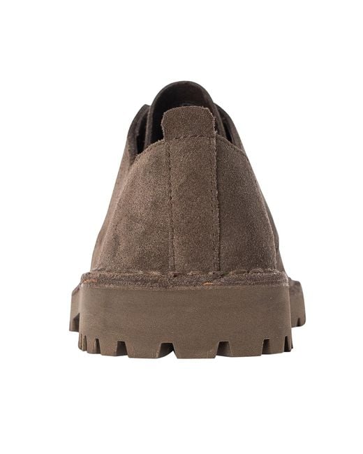 Clarks Brown Desert Rock Suede Low Shoes for men