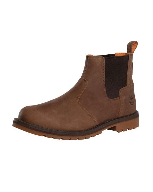 Timberland Brown Redwood Falls Mid Chelsea Leather Boots for men