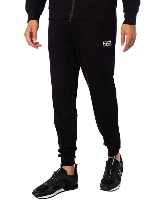 EA7 Black Chest Logo Zip Tracksuit for men