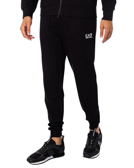 EA7 Black Chest Logo Zip Tracksuit for men