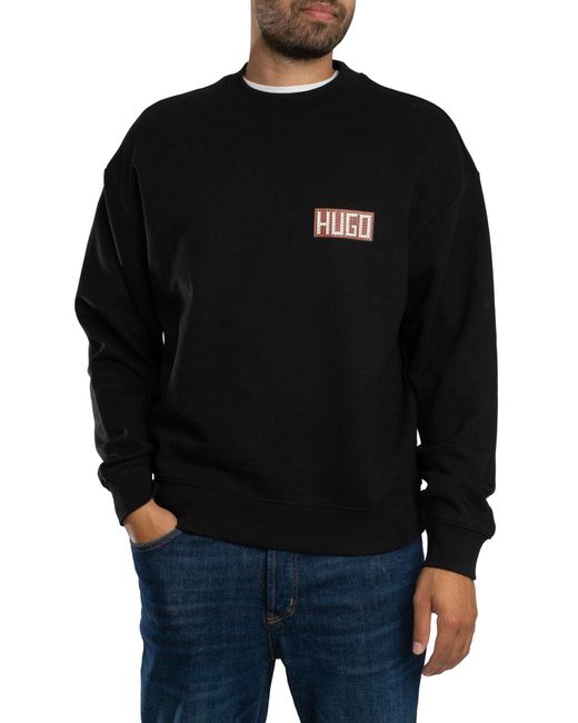 HUGO Black Durec Back Graphic Sweatshirt for men