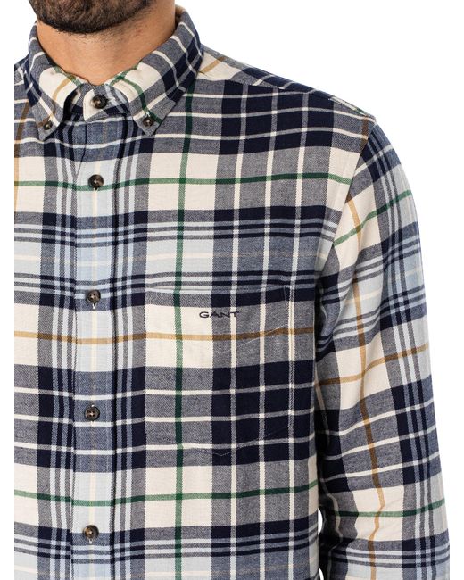 Gant Blue Regular Plaid Flannel Check Shirt for men