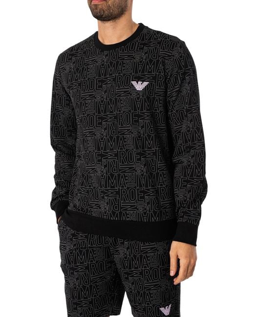 Emporio Armani Black Lounge Brand Sweatshirt for men