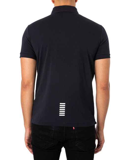 EA7 Black Logo Polo Shirt for men
