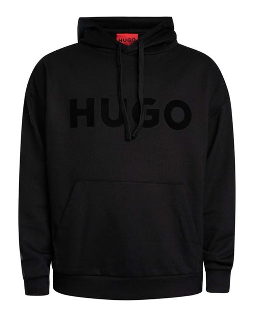 HUGO Black Ditchie Big Logo Pullover Hoodie for men