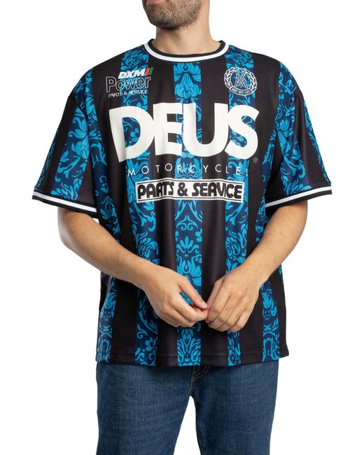 Deus Ex Machina Blue Nouveau Moto Oversized T-shirt for men