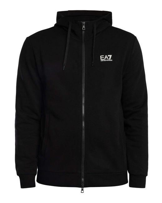 EA7 Black Train Core Zip Hoodie Tracksuit for men