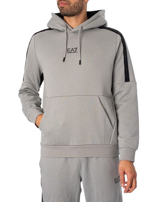 EA7 Gray Centre Logo Pullover Hoodie for men
