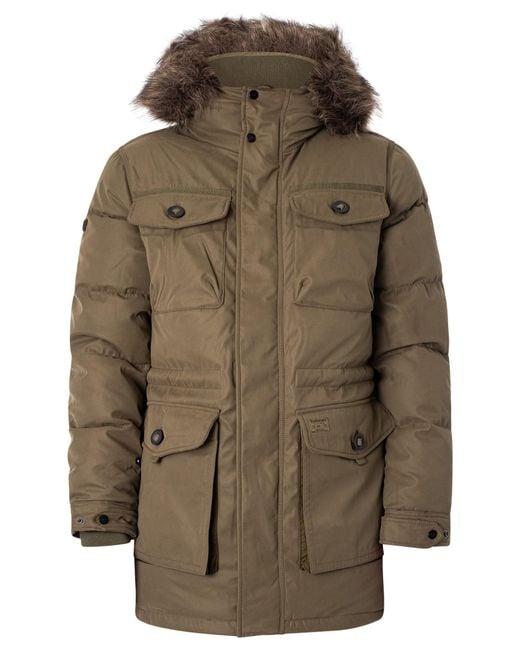 Superdry Brown Chinook Faux Fur Parka Jacket for men