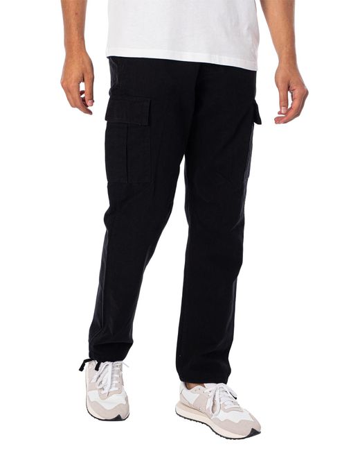 Jack & Jones Black Kane Barkley Loose Cargo Trousers for men