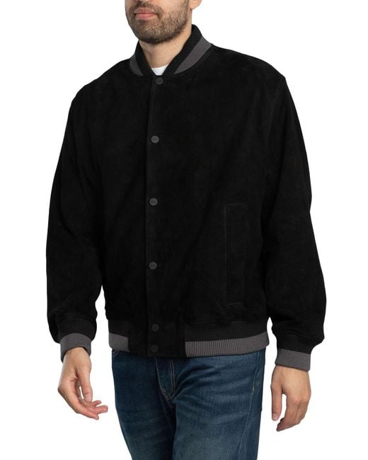 HUGO Black Ledam Suede Bomber Jacket for men