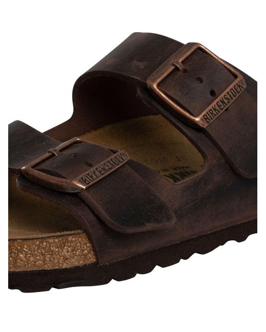 Birkenstock Brown Arizona Natural Leather Oiled Sandals for men