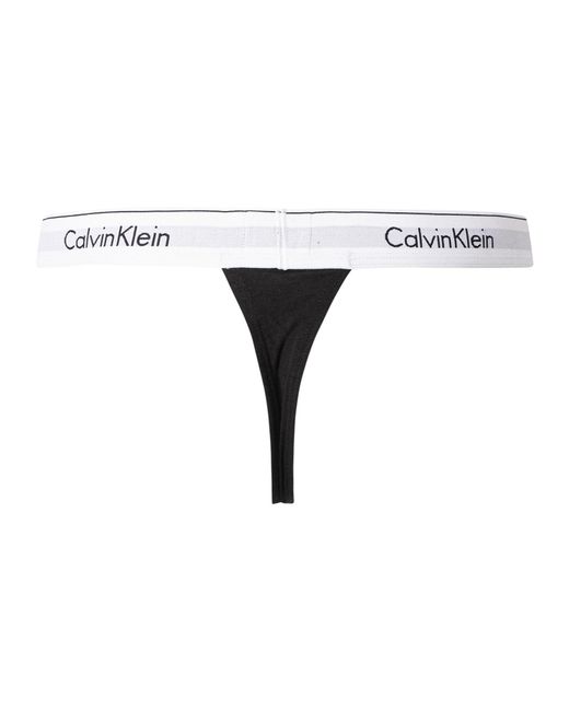 Calvin Klein 3 Pack Modern Cotton Stretch Thongs in Black for Men