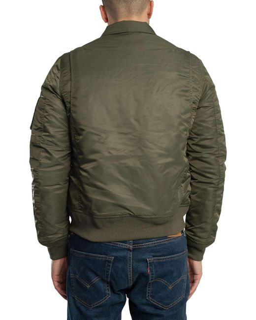Schott Nyc Green Removable Badge Bomber Jacket for men