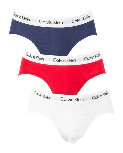 Calvin Klein 3 Pack Cotton Stretch Briefs for Men | Lyst