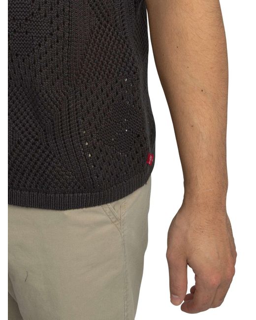 Levi's Black Camp Knitted Short Sleeved Shirt for men