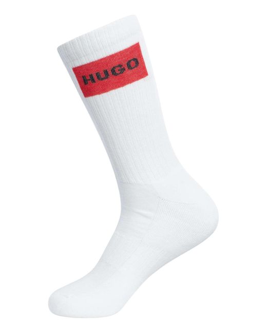 HUGO White 3 Pack Label Quarter Socks for men