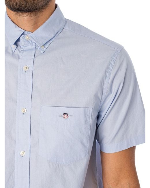 Gant White Regular Poplin Short Sleeved Shirt for men