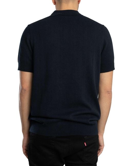Lyle & Scott Black Cotton Short Sleeve Knitted Polo Shirt for men
