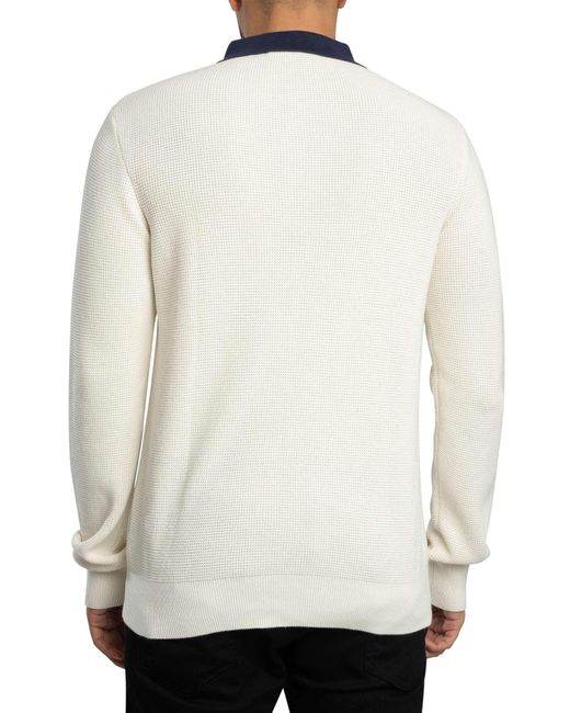 Fila White Nowell Waffle Knitted Longsleeved Polo Shirt for men