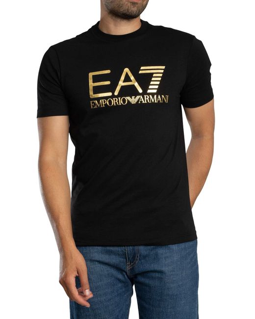 EA7 Black Slim Logo Graphic T-shirt for men