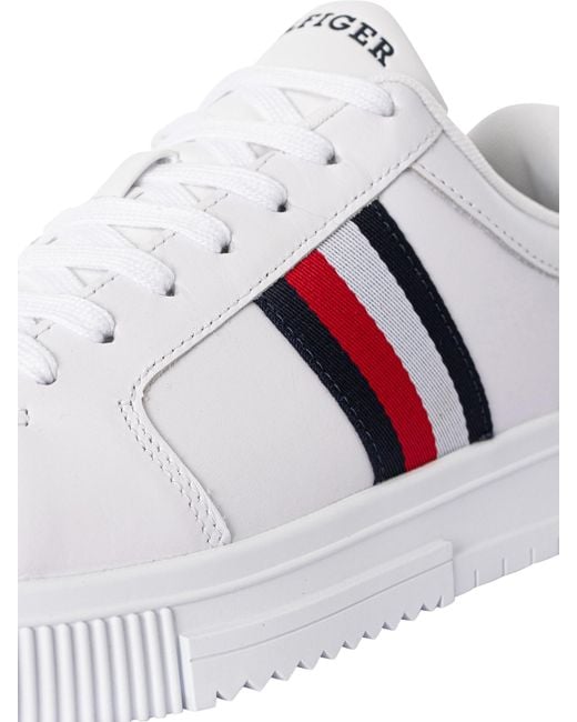 Tommy Hilfiger White Supercup Leather Stripes Trainers for men