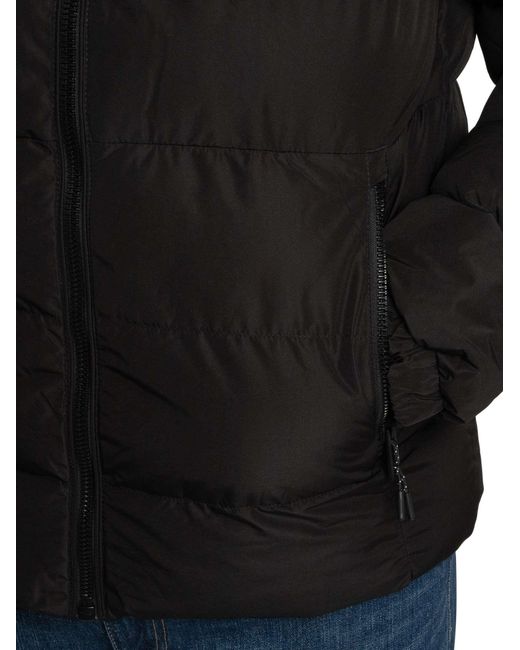 Superdry Black Hooded Sports Puffer Jacket for men